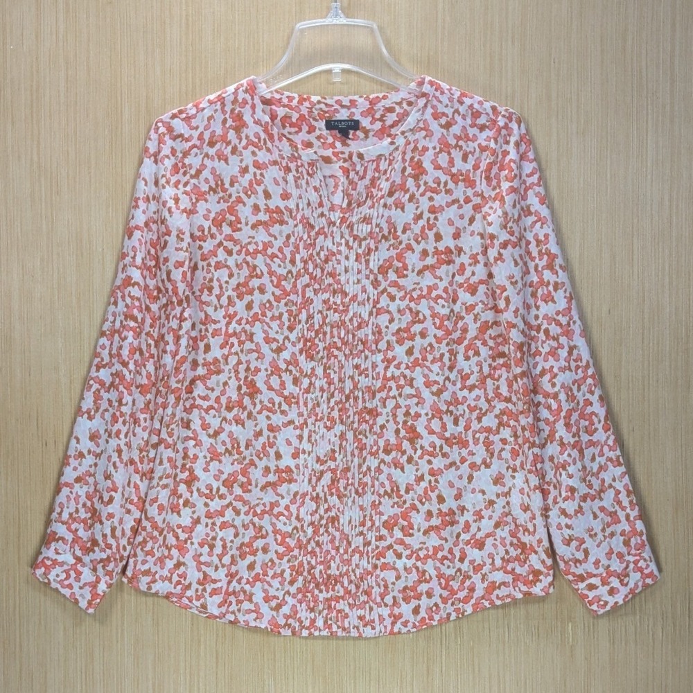 Talbots Petites Blouse Pintuck Pleated Career Chic Casual Colorful Women's Small